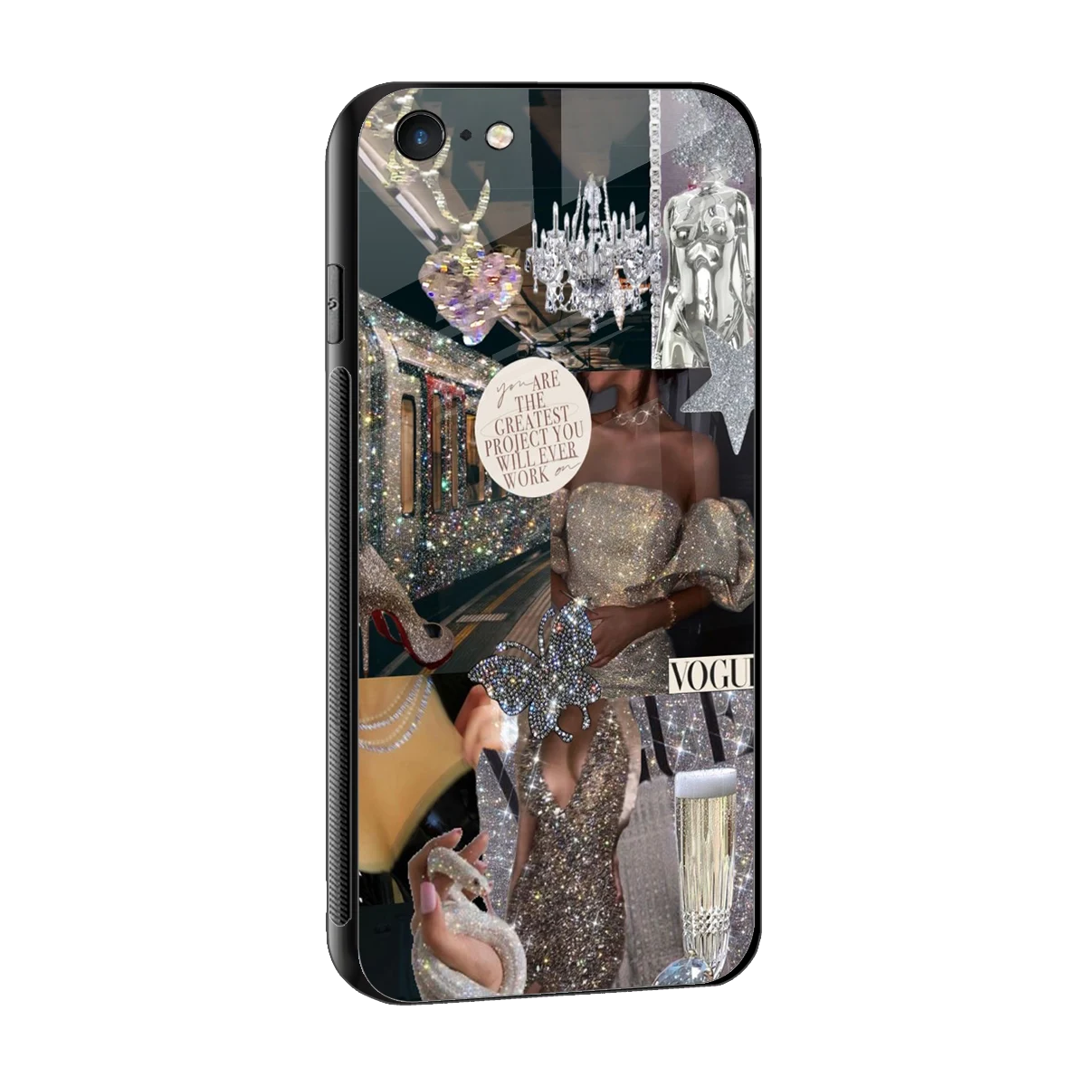 Glam Chic sleek iphone 6s cover with tempered glass back and TPU edges
