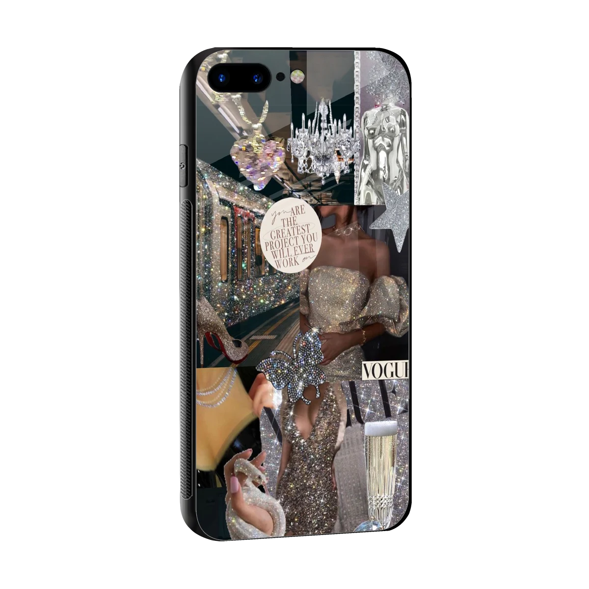 Glam Chic sleek iphone 7 plus cover with tempered glass back and TPU edges