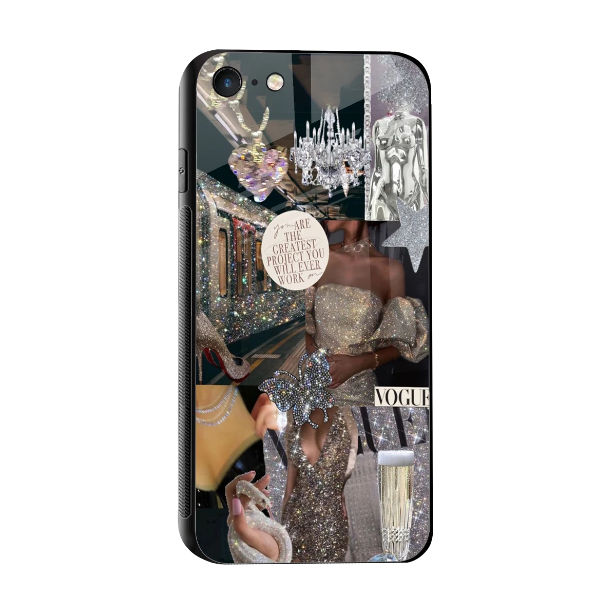 Glam Chic sleek iphone 7 cover with tempered glass back and TPU edges