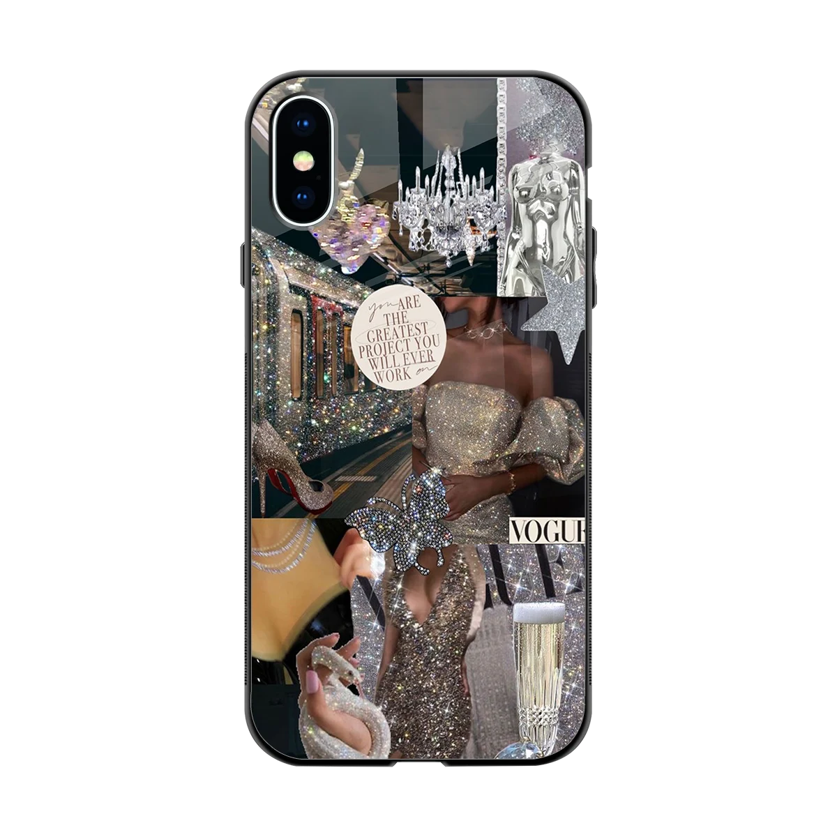 Glam Chic back phone cover | glass case for iphone xs