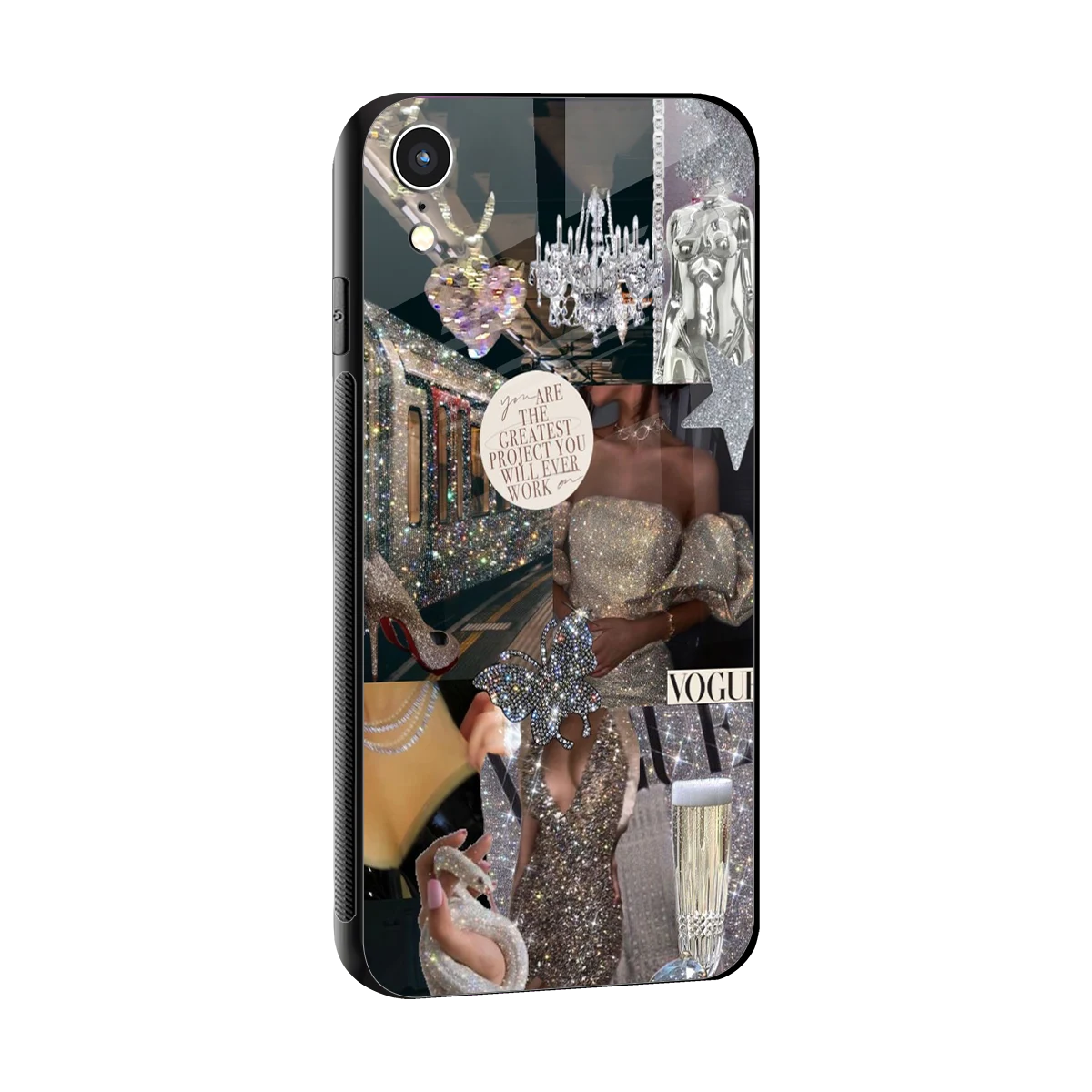 Glam Chic sleek iphone xr cover with tempered glass back and TPU edges