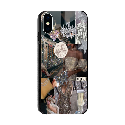 Glam Chic sleek iphone xs cover with tempered glass back and TPU edges