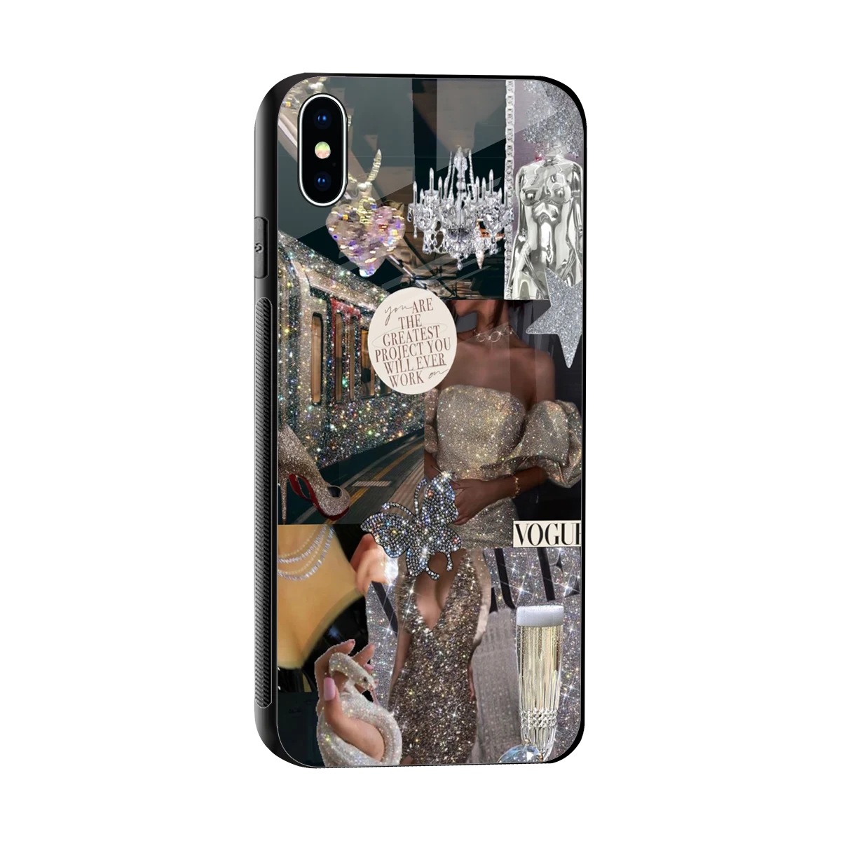 Glam Chic sleek iphone xs max cover with tempered glass back and TPU edges