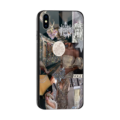 Glam Chic sleek iphone xs max cover with tempered glass back and TPU edges