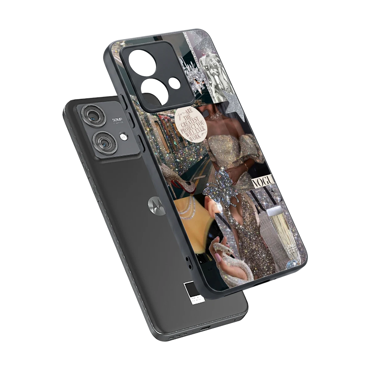 Glam Chic sleek motorola edge 40 neo 5g cover with tempered glass back and TPU edges