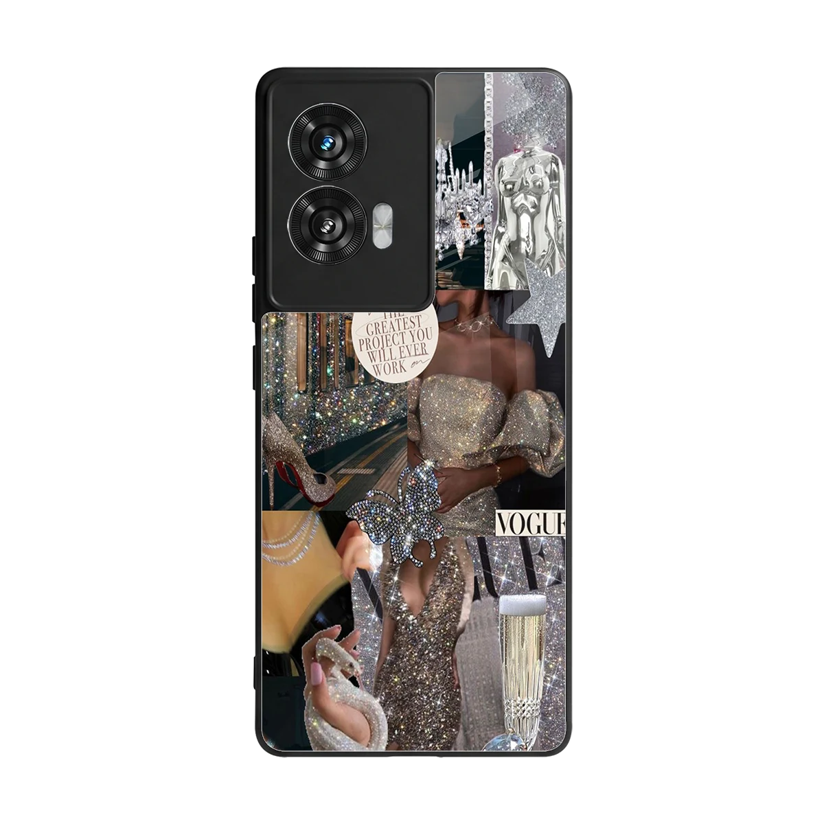Glam Chic back phone cover | glass case for motorola edge 50 fusion