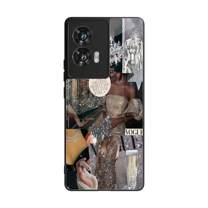 Glam Chic back phone cover | glass case for motorola edge 50 fusion