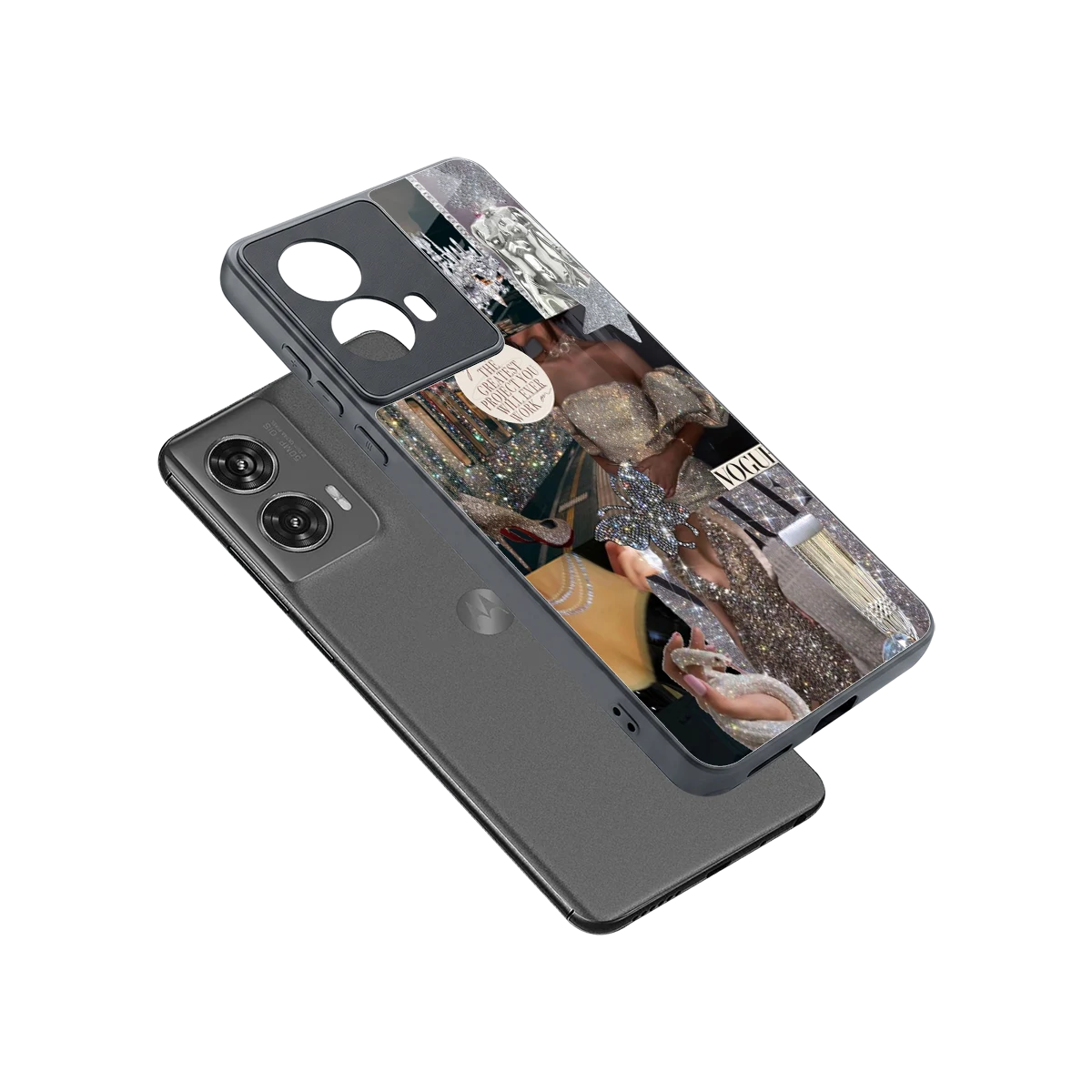 Glam Chic sleek motorola edge 50 fusion cover with tempered glass back and TPU edges
