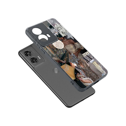Glam Chic sleek motorola edge 50 fusion cover with tempered glass back and TPU edges