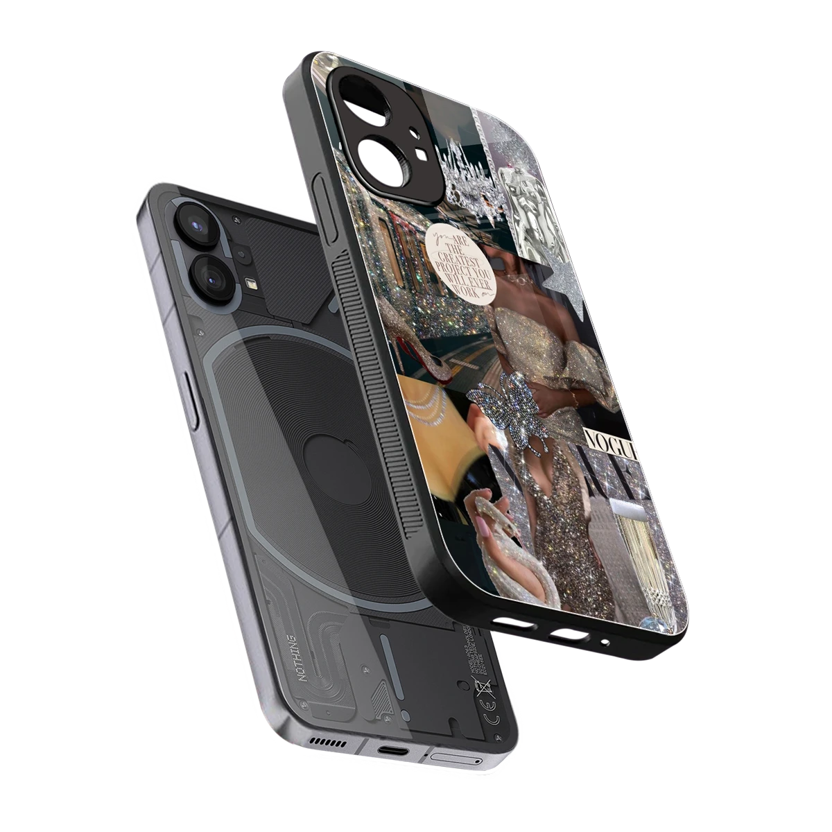 Glam Chic sleek nothing phone 1 cover with tempered glass back and TPU edges