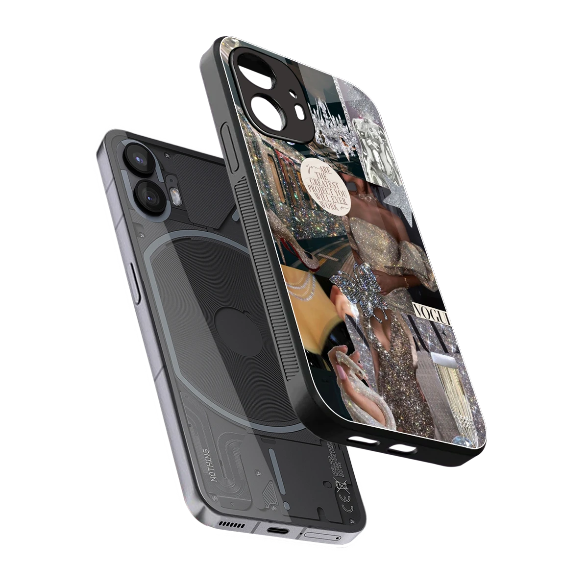 Glam Chic sleek nothing phone 2 cover with tempered glass back and TPU edges