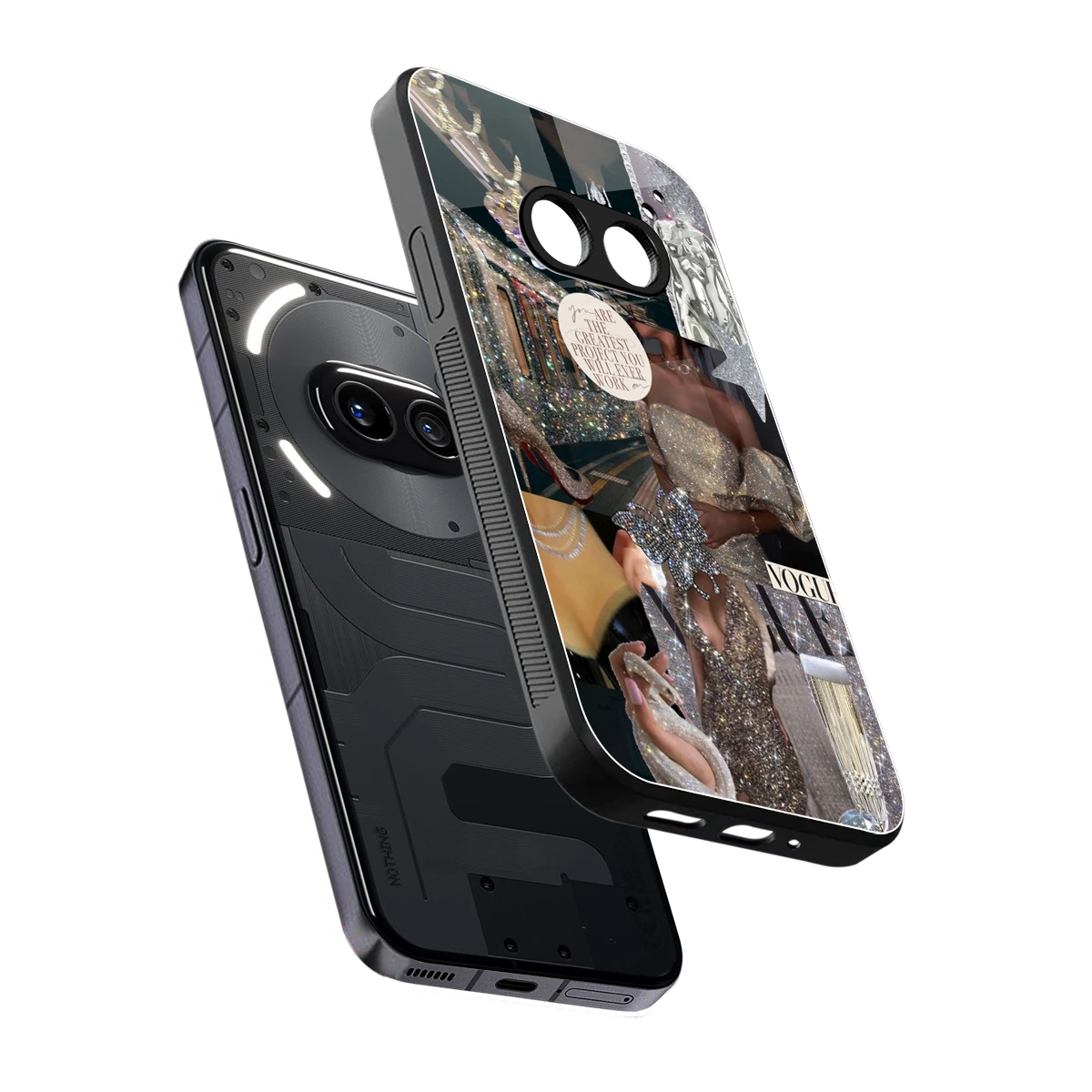 Glam Chic sleek nothing phone 2a cover with tempered glass back and TPU edges