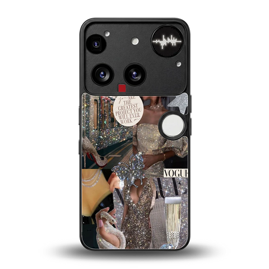 Glam Chic back phone cover | glass case for nothing phone 3