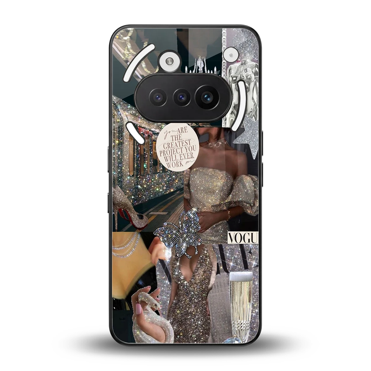 Glam Chic back phone cover | glass case for nothing phone 3a