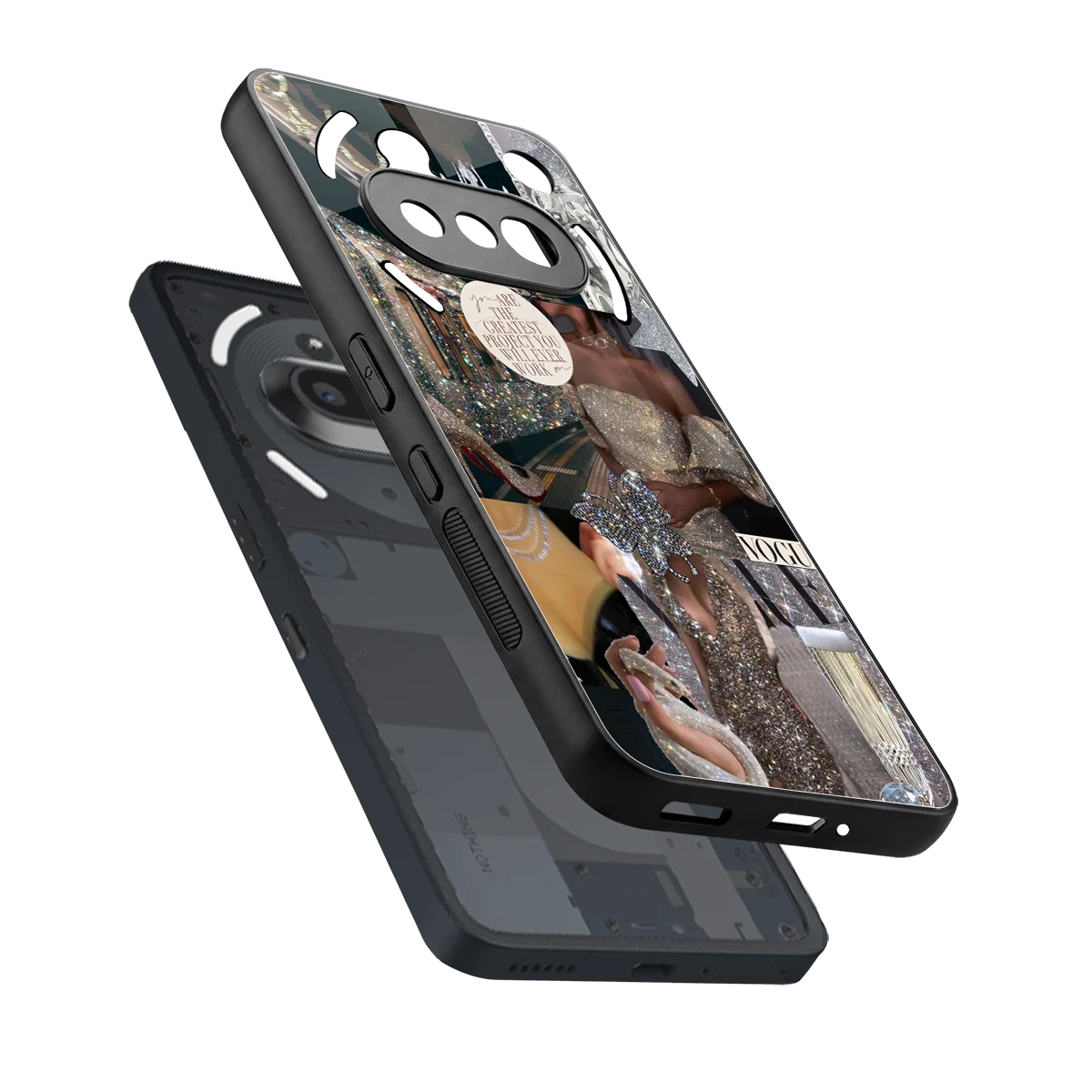 Glam Chic sleek nothing phone 3a cover with tempered glass back and TPU edges