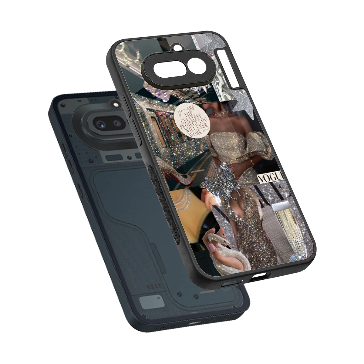 Glam Chic sleek nothing phone 4a cover with tempered glass back and TPU edges