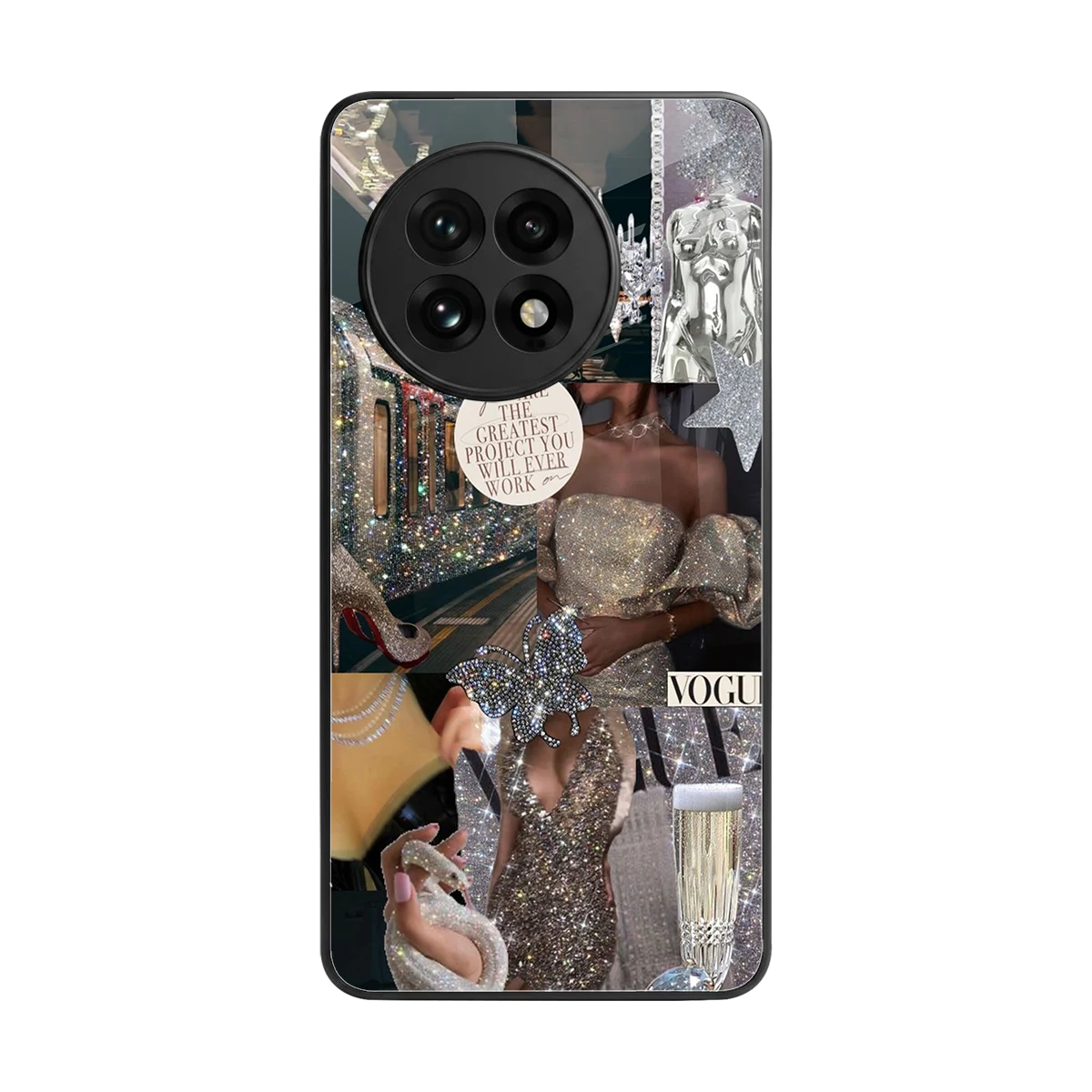 Glam Chic back phone cover | glass case for oneplus 13r