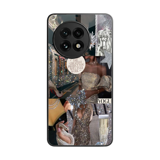 Glam Chic back phone cover | glass case for oneplus 13r