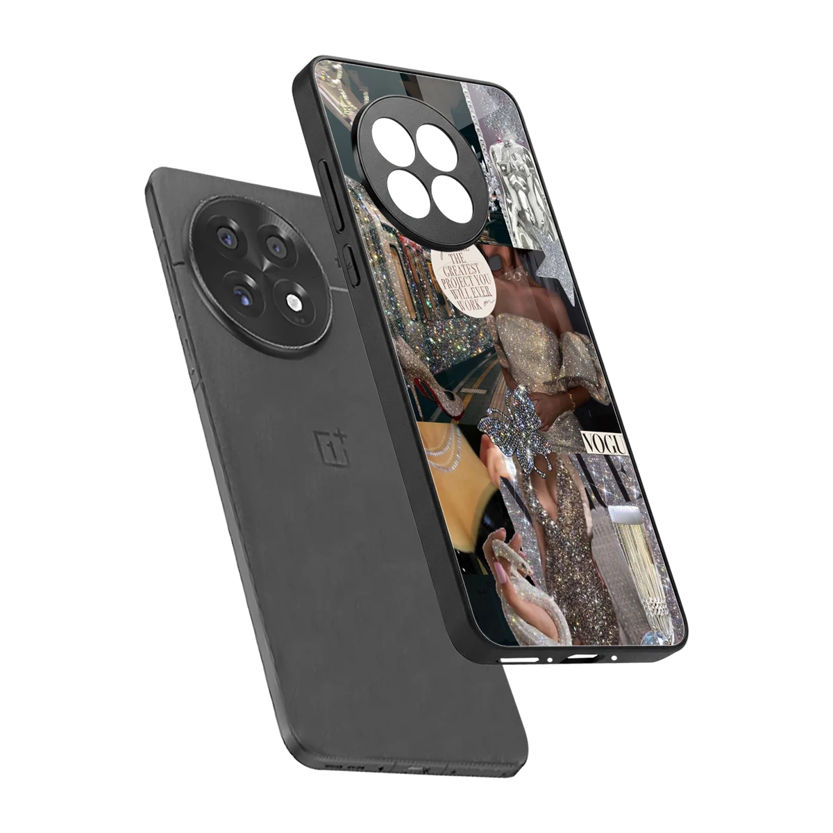 Glam Chic sleek oneplus 13r cover with tempered glass back and TPU edges