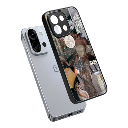 Glam Chic sleek oneplus 13s cover with tempered glass back and TPU edges