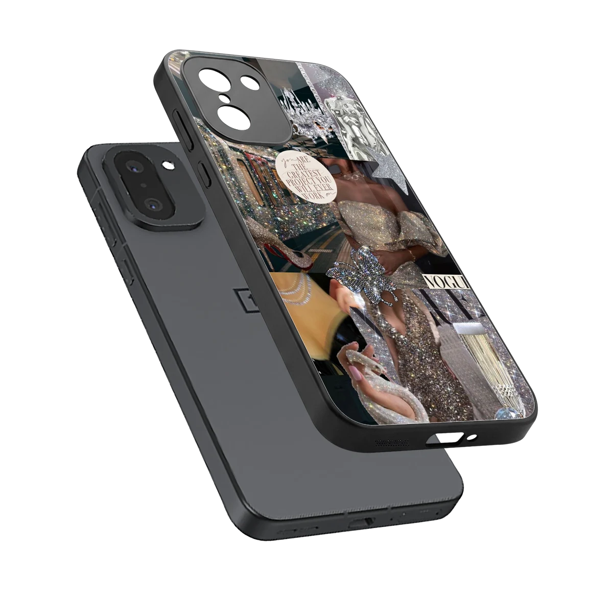 Glam Chic sleek oneplus 15r cover with tempered glass back and TPU edges