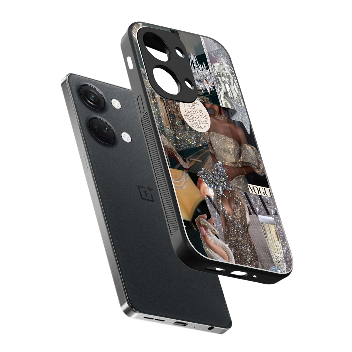 Glam Chic sleek oneplus nord 3 cover with tempered glass back and TPU edges