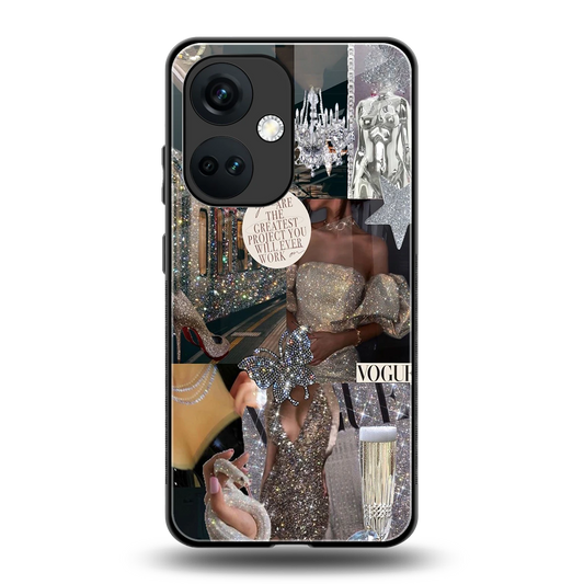 Glam Chic back phone cover | glass case for oneplus nord ce 3
