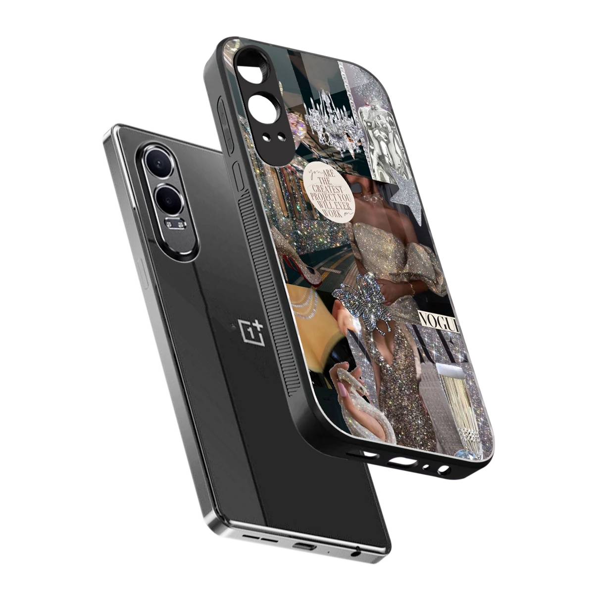 Glam Chic sleek oneplus nord ce 4 lite cover with tempered glass back and TPU edges