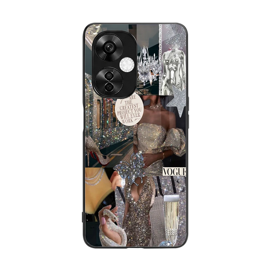 Glam Chic back phone cover | glass case for oneplus nord ce 3 lite