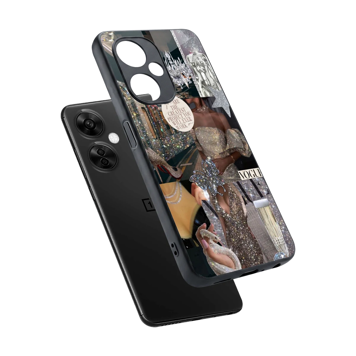Glam Chic sleek oneplus nord ce 3 lite cover with tempered glass back and TPU edges