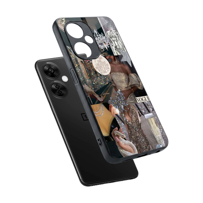 Glam Chic sleek oneplus nord ce 3 lite cover with tempered glass back and TPU edges