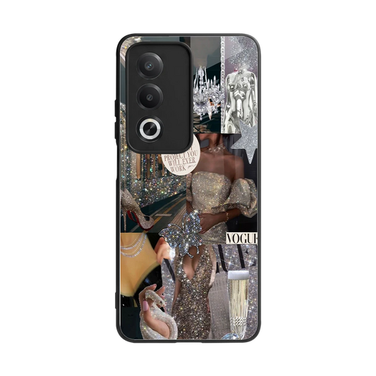 Glam Chic back phone cover | glass case for oppo a3 pro