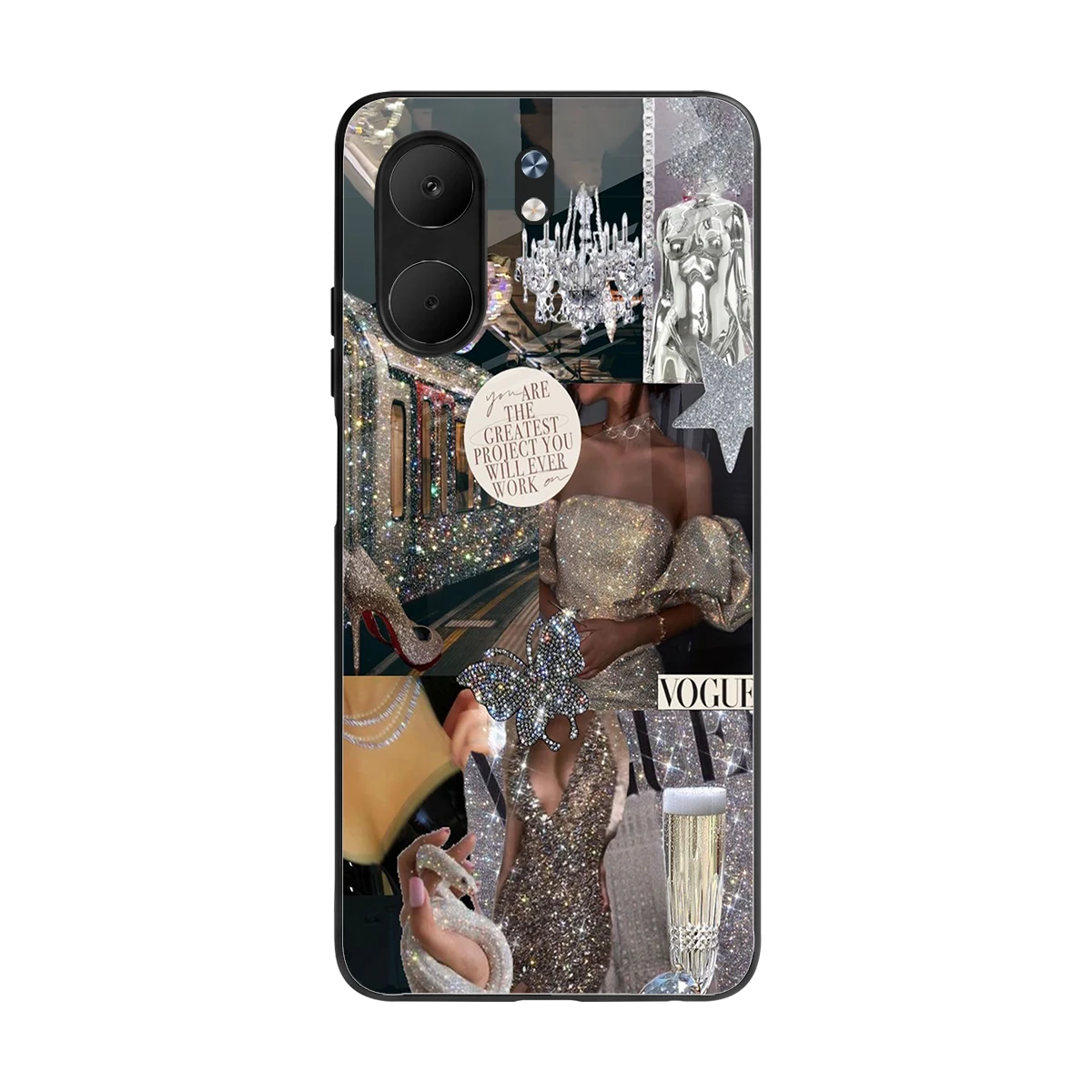Glam Chic back phone cover | glass case for oppo a5x 5g