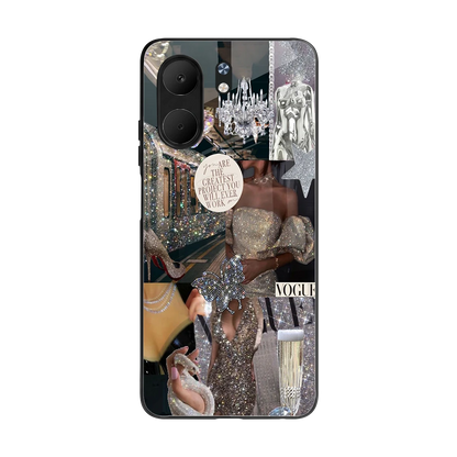 Glam Chic back phone cover | glass case for oppo a5x 5g