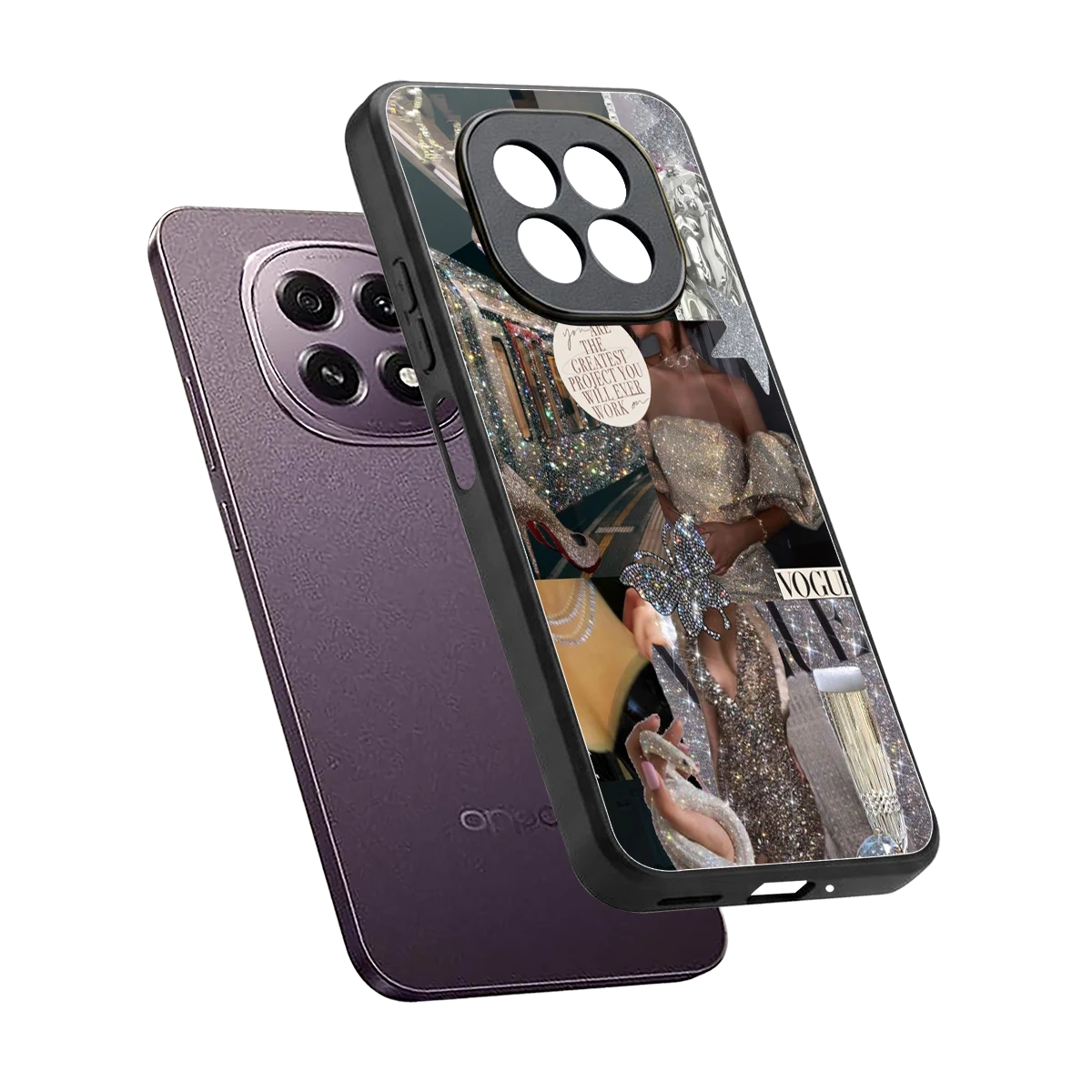 Glam Chic sleek oppo f29 5g cover with tempered glass back and TPU edges