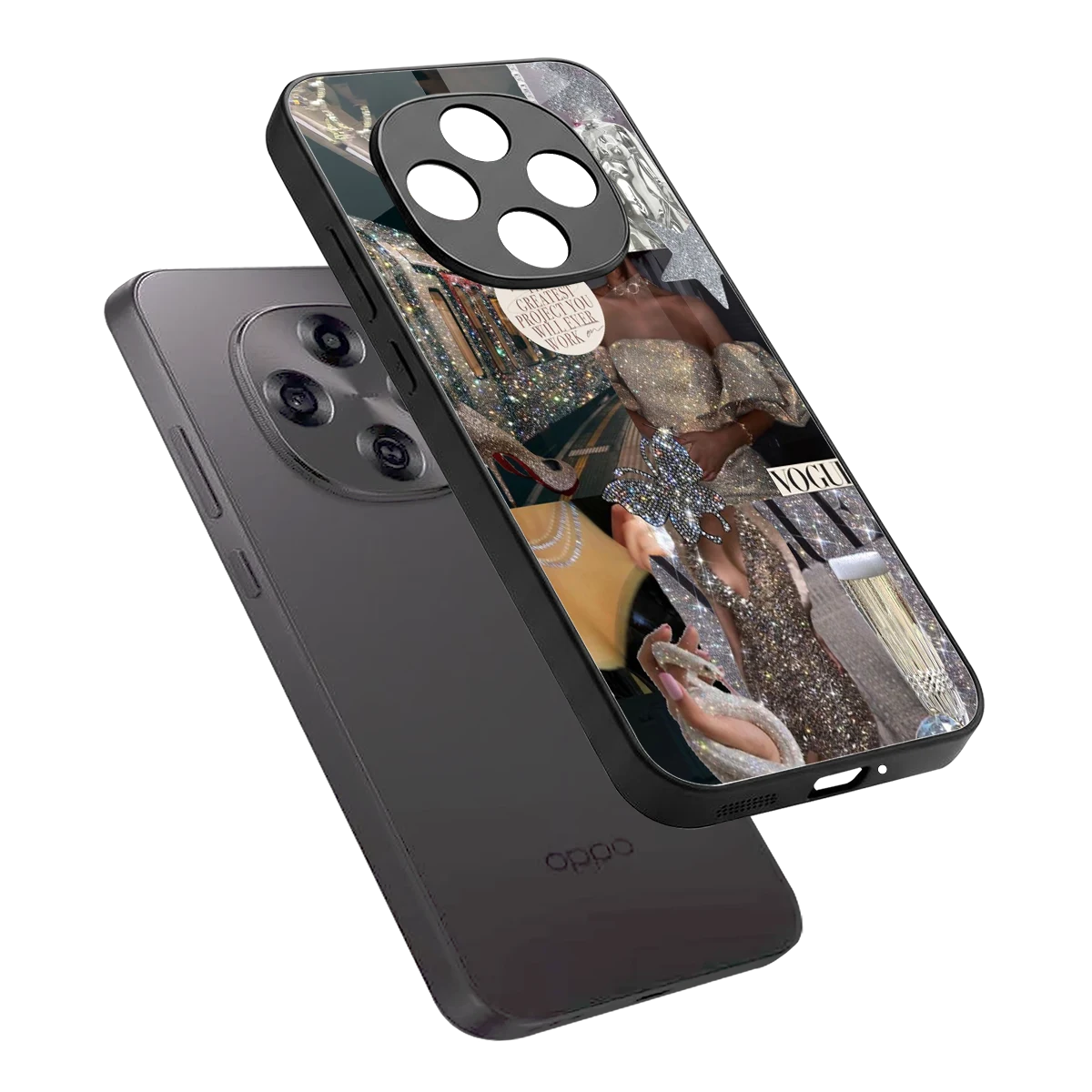 Glam Chic sleek oppo f31 pro 5g cover with tempered glass back and TPU edges