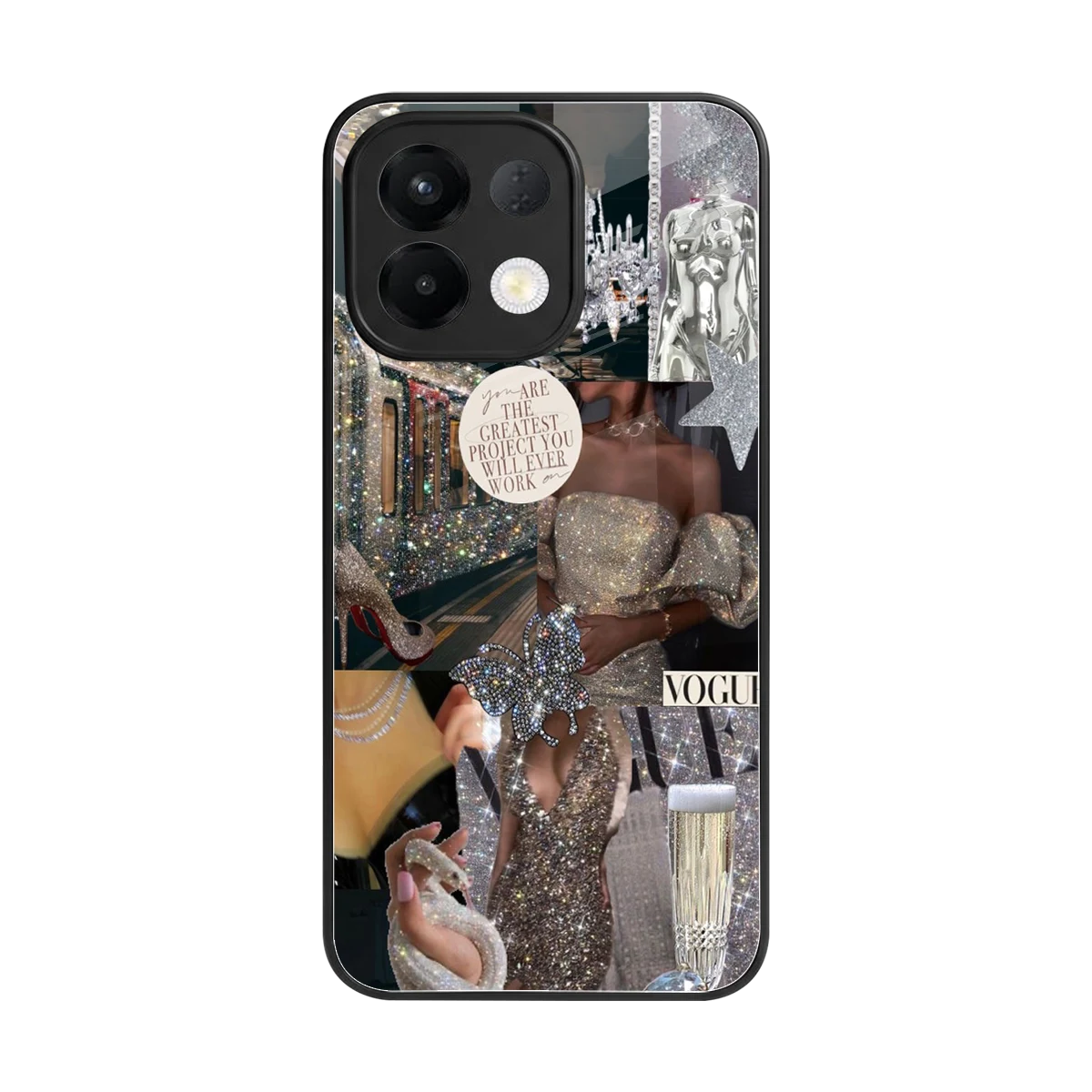 Glam Chic back phone cover | glass case for oppo k13 5g