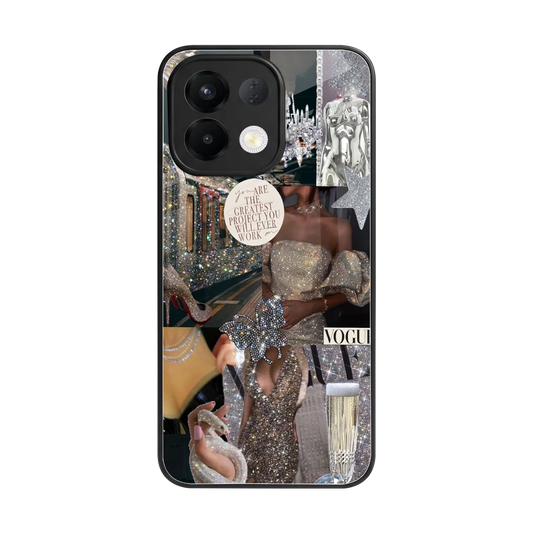 Glam Chic back phone cover | glass case for oppo k13 5g