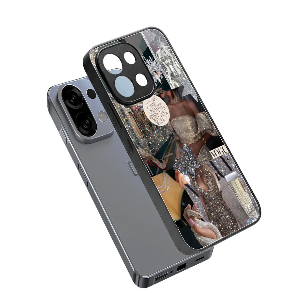 Glam Chic sleek oppo k13 5g cover with tempered glass back and TPU edges
