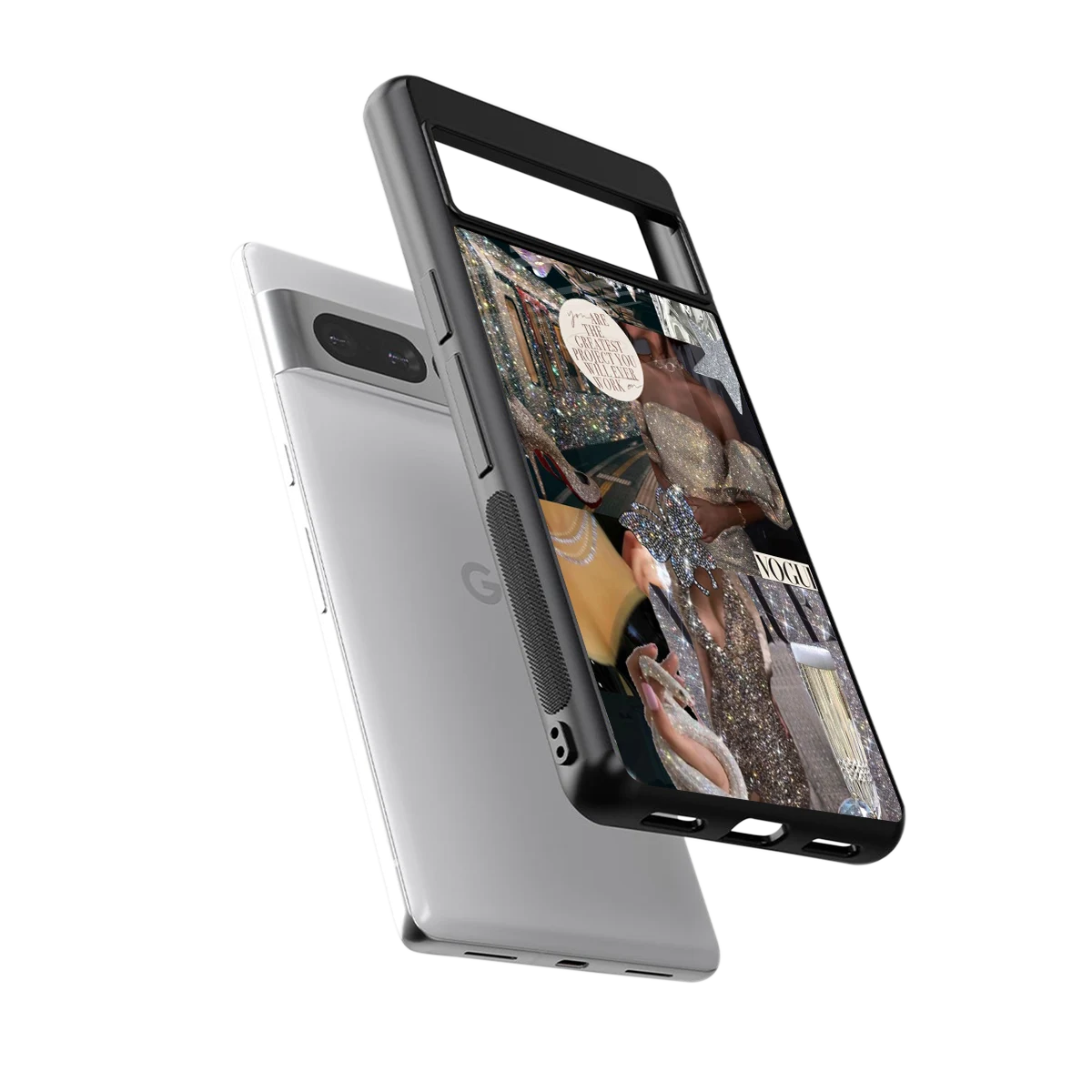 Glam Chic sleek google pixel 7 pro cover with tempered glass back and TPU edges