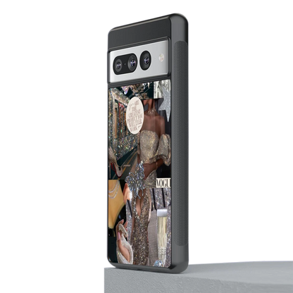 Glam Chic stylish phone case for google pixel 7 pro | glossy glass and slim fit