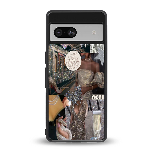 Glam Chic back phone cover | glass case for google pixel 7a