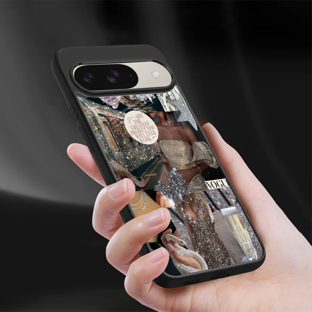 Glam Chic sleek google pixel 9 cover with tempered glass back and TPU edges