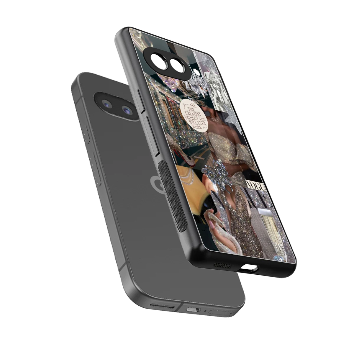 Glam Chic sleek google pixel 10a cover with tempered glass back and TPU edges