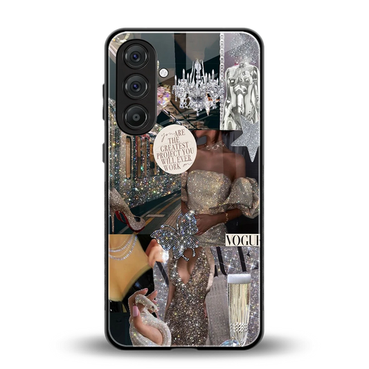 Glam Chic back phone cover | glass case for samsung galaxy m55 5g