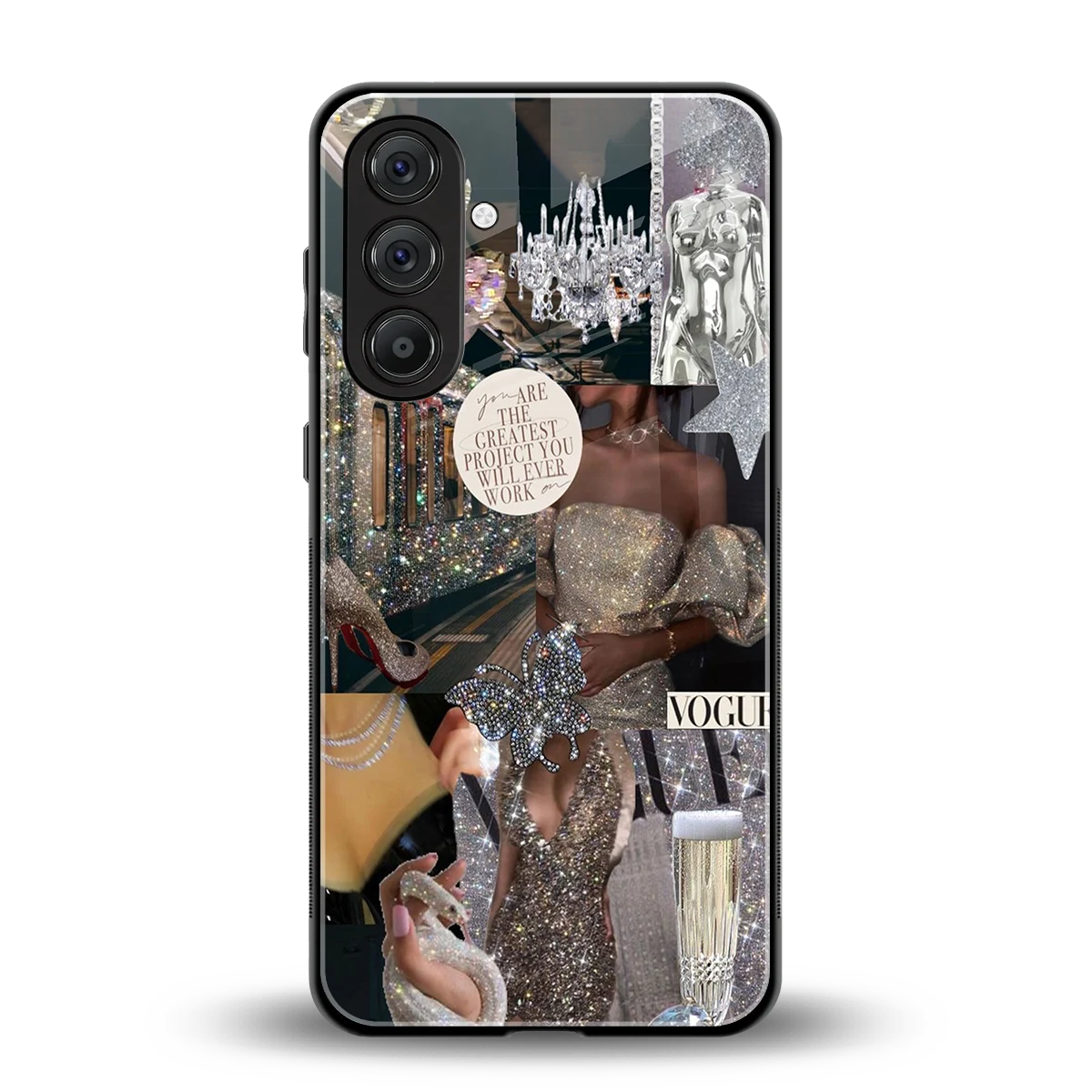 Glam Chic back phone cover | glass case for samsung galaxy a55 5g