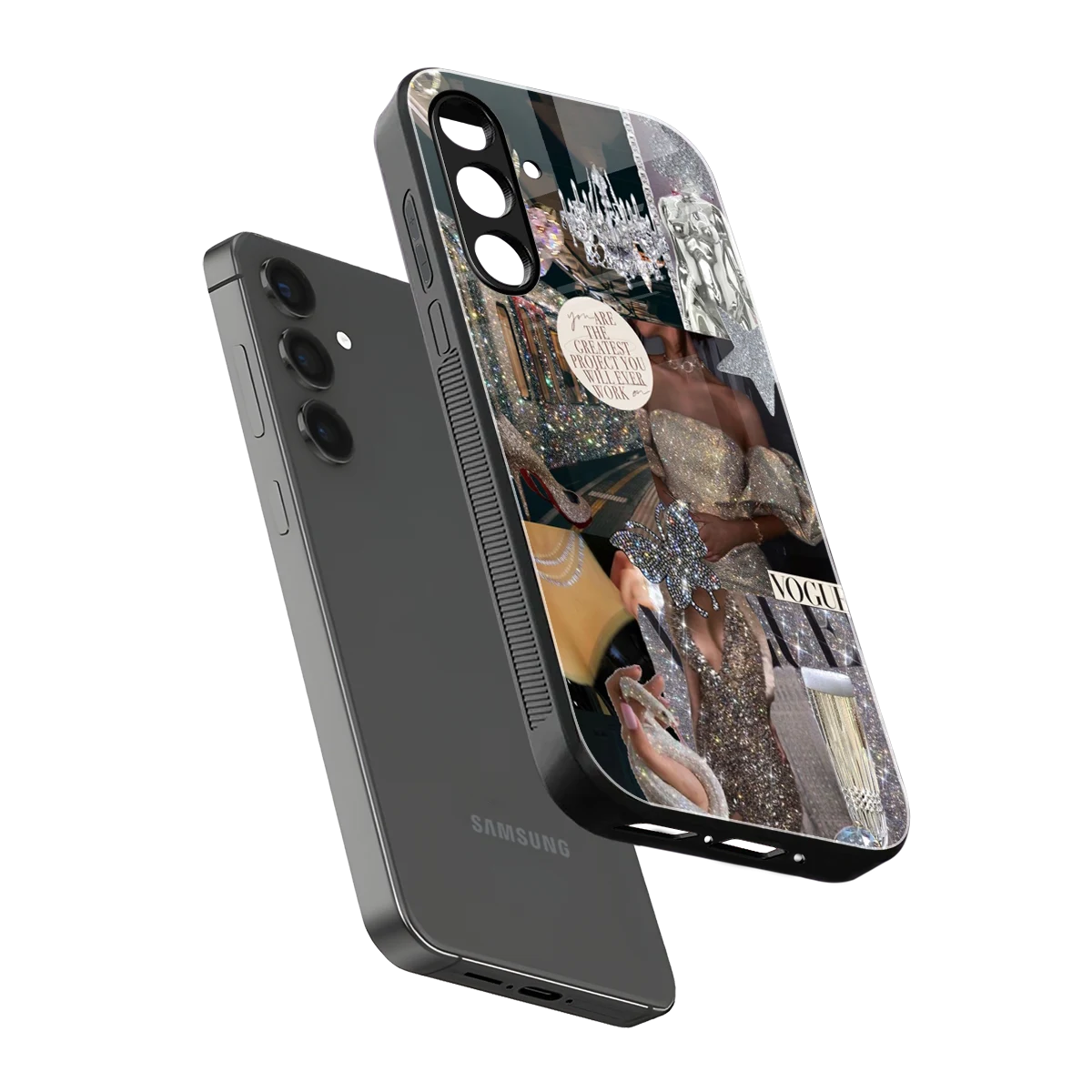 Glam Chic sleek samsung galaxy a55 5g cover with tempered glass back and TPU edges