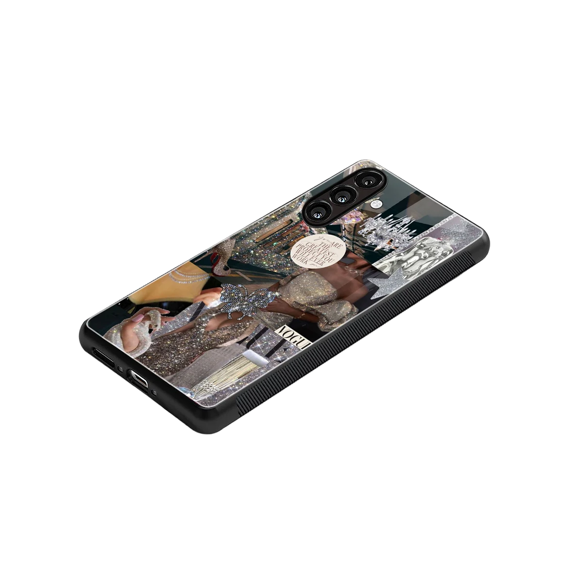 Glam Chic stylish phone case for samsung galaxy a55 5g | glossy glass and slim fit