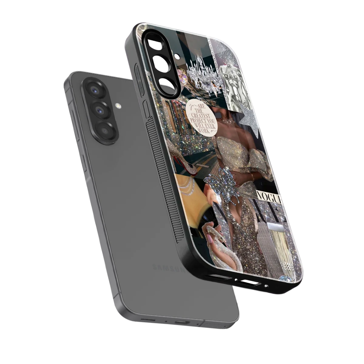 Glam Chic sleek samsung galaxy a36 5g cover with tempered glass back and TPU edges