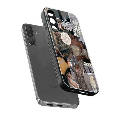 Glam Chic sleek samsung galaxy m36 5g cover with tempered glass back and TPU edges